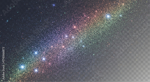 A mesmerizing spectacle of shimmering stardust cascades across a dark canvas, evoking a sense of wonder and boundless imagination. vector illustration