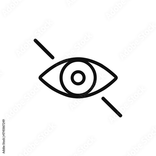 Hidden Eye Shape-Based Outline Icon, Monochrome, Transparent Background