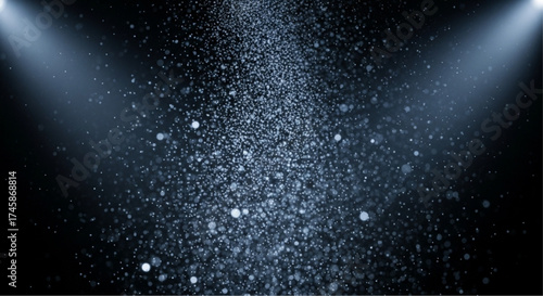 An ethereal spectacle unfolds, a captivating dance of luminous particles gracefully illuminated by radiant spotlights, invoking a sense of mystery and wonder. vector illustration