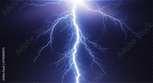 A dramatic display of raw power: A close-up shot captures the electric beauty of a vivid lightning bolt, illuminating the darkness and signifying power and force. vector illustration