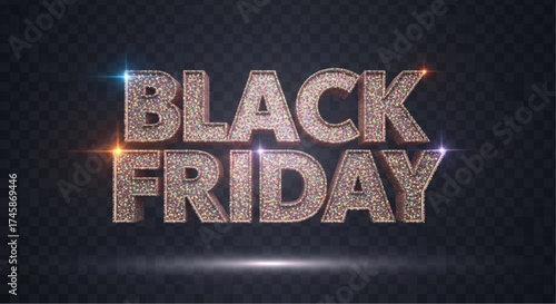 A shiny Black Friday promotion with glitter and special effects, perfect for advertising deals and events. vector illustration