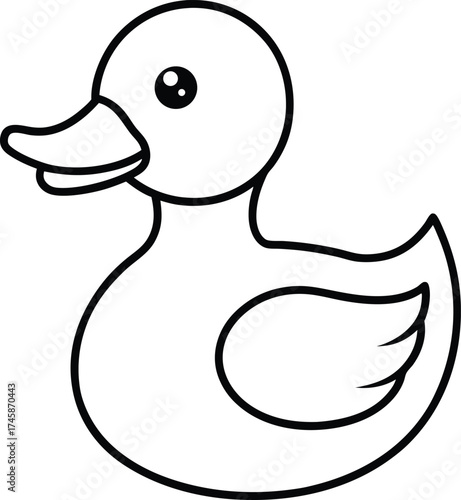 Simple outline drawing of a cute rubber duck toy for bath time fun and children s activities