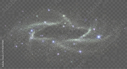 A mesmerizing galaxy of cosmic dust and radiant stars swirls within the vastness of space. The artwork captures the ethereal beauty of a stellar nursery or distant galaxy. vector illustration