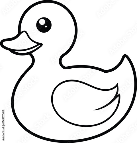 Simple outline drawing of a cute rubber ducky toy for children s coloring books and designs
