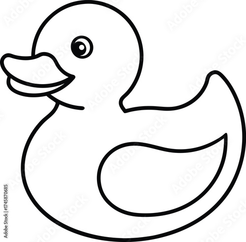 Simple outline drawing of a classic rubber duck toy for children s bath time fun