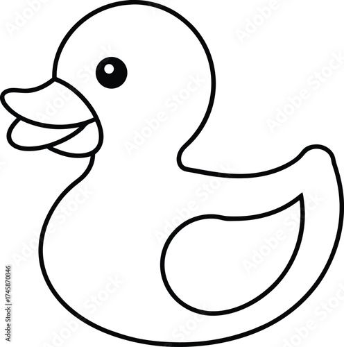 Simple outline drawing of a classic rubber duck toy for children s bath time fun