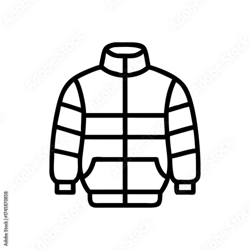 Puffer jacket icon with simple design representing winter clothing  