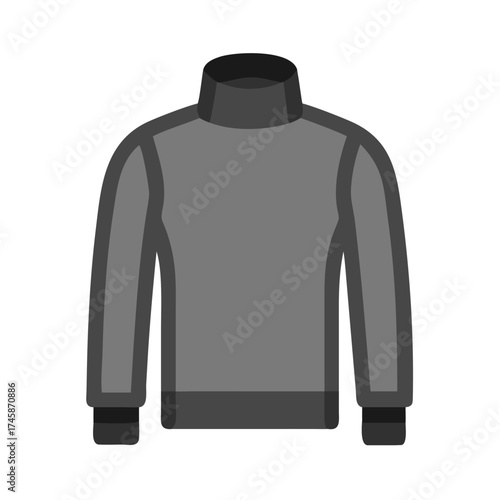 Gray turtleneck sweater in flat design illustrating seasonal clothing  