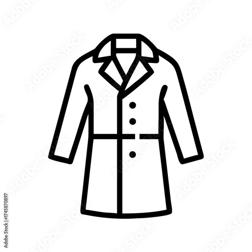 Line art illustration of a trench coat outline in minimal style  