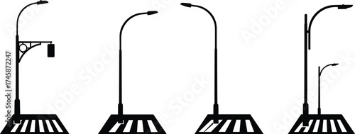 street, light, silhouette, lamp, pole, crosswalk, pedestrian, traffic, signal, urban, outdoor, electricity