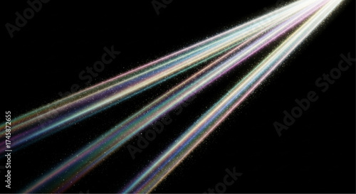 Abstract beams of light cascade across a dark backdrop, creating a captivating visual effect. The artful display of luminosity generates a sense of mystery.