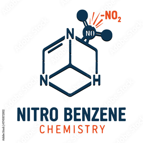 Nitrobenzene Chemical Structure Illustration - Organic Chemistry Molecule