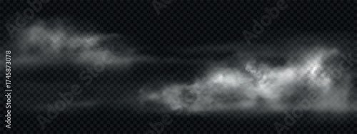 Realistic thick smoke on floor. Vector background.