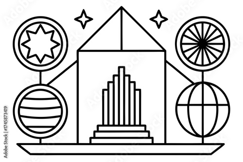 Professional Finance and Business Outline Icons Collection Vector Illustration