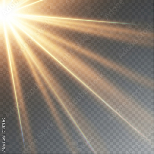 Golden sunbeams radiate across a translucent backdrop, creating an ethereal glow that evokes a sense of wonder and celestial beauty. Capture the essence of pure radiance, and illumination.