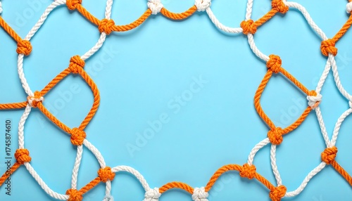 Knotted ropes creating a stylized border against a blue backdrop