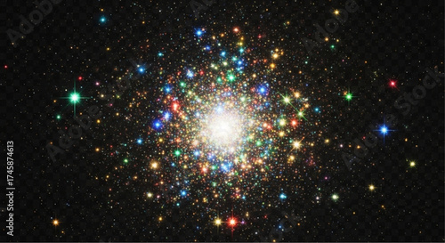 A stunning view of a colorful, vibrant celestial body in a vast night sky. Showcasing the awe-inspiring beauty and mystery of the cosmos, illuminated with twinkling points of light.