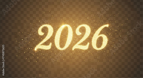 The luminous year 2026 gleams against a dark, captivating backdrop, hinting at the dawn of a new period with a promise of brilliance and novel events.