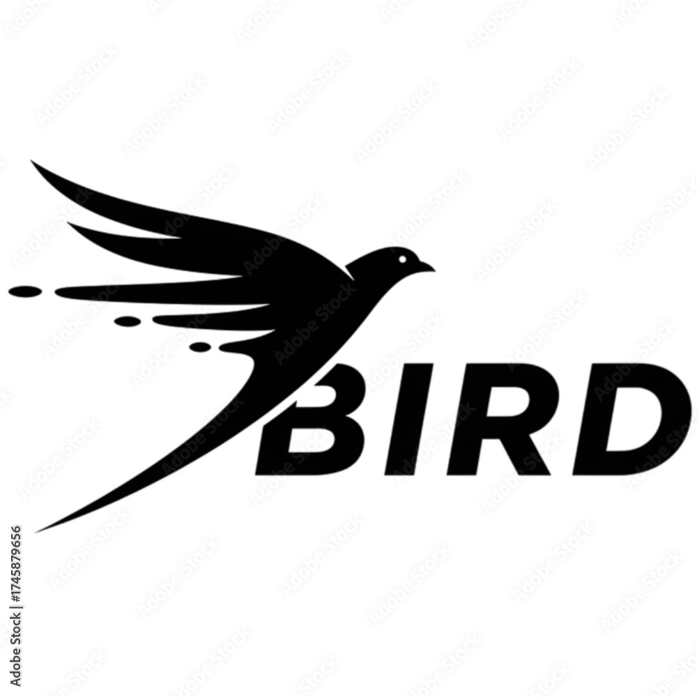 Fototapeta premium Fast flying swallow bird silhouette logo design.