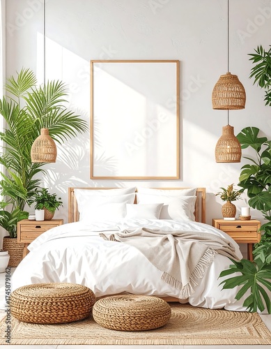 Bright, airy bedroom with natural elements