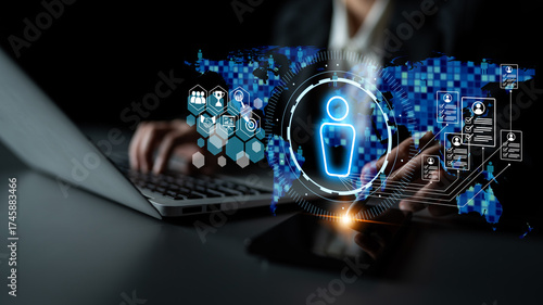 Obraz na plátně Digital hiring transforms recruitment with smart platforms, virtual talent search, and HR tools to manage today modern workforce