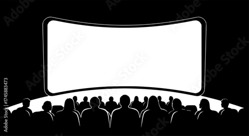 Cinema screen outline vector illustration