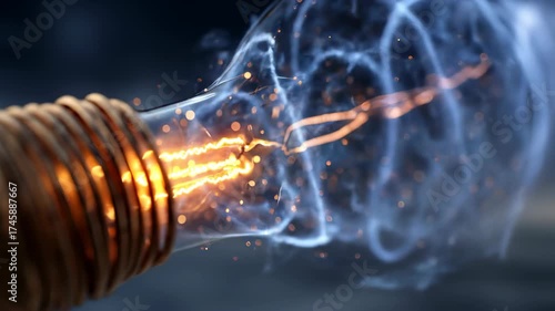 Lightbulb Filament Exploding with Sparks and Smoke.