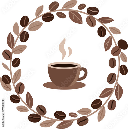 Coffee cup illustration with warm aesthetic  