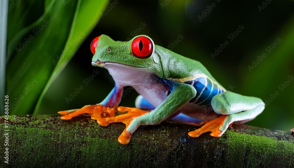 Fototapeta premium red eyed tree frog in rainforest