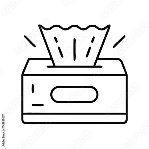 Tissue box with tissues popping out, concept of seasonal illnesses, flu season  