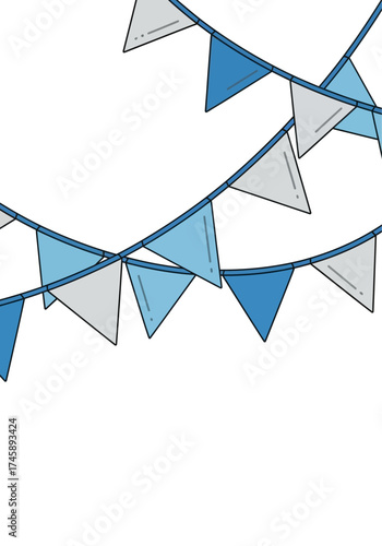 Cartoon Blue and Grey Bunting Flags Decoration