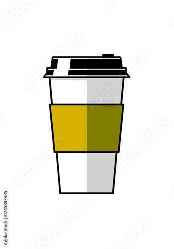 Minimal Flat Vector Disposable Coffee Cup Illustration