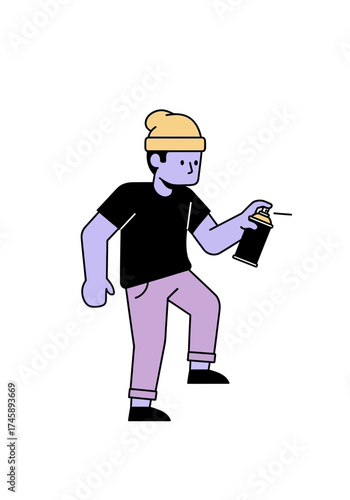 Urban Graffiti Artist Flat Style Vector Illustration