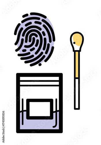 Flat Vector Illustration of Forensic Evidence Collection Kit