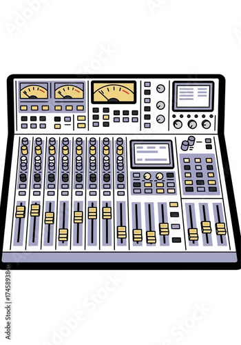 Cartoon Flat Vector Audio Mixing Console Illustration