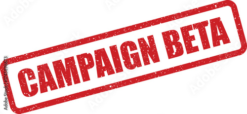 Grungy red rubber stamp graphic for a marketing campaign currently in its beta testing phase