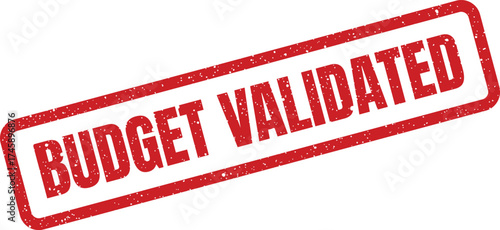 Official grunge rectangular stamp displaying the confirmed message budget validated for accurate financial operations