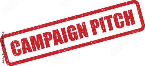 Rectangular rubber stamp impression with Campaign Pitch text, symbolizing a business proposal presentation concept