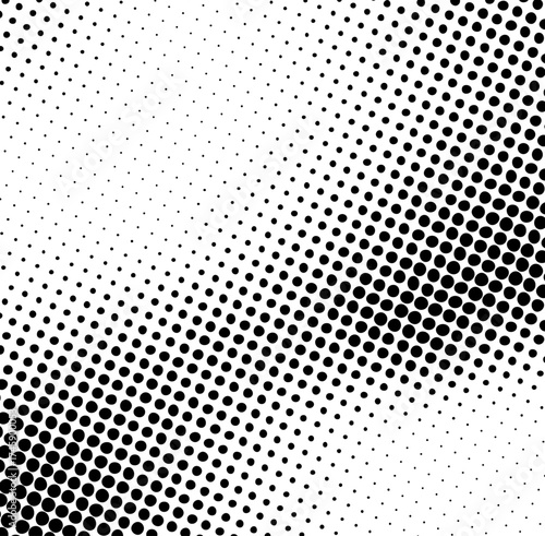 Minimal black and white halftone dots forming a smooth gradient abstract texture design. Vector illustration.