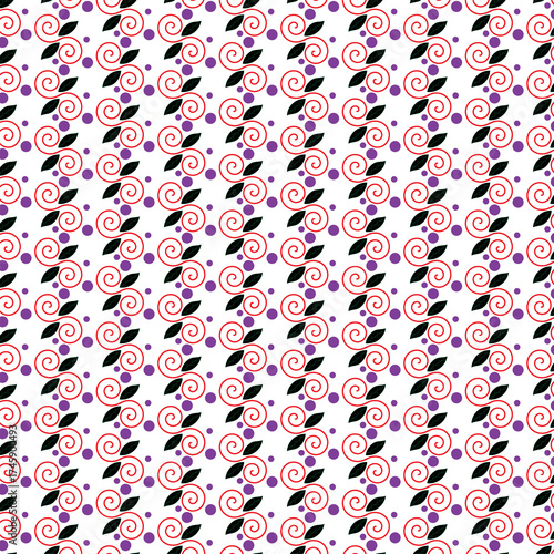 Floral Swirl Pattern Repeat on White Background