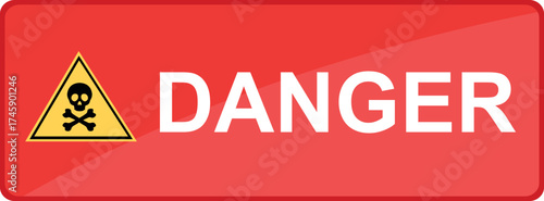 vector illustration danger text icon and a warning skull crossbones sign