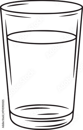 Simple black and white line drawing of a glass of water drink beverage