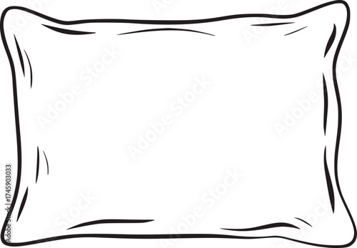 Simple black and white pillow outline drawing vector