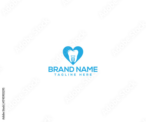 Dental Love Emblem: A dental clinic emblem, representing the essence of caring dentistry, elegantly incorporates a tooth within a heart symbol.