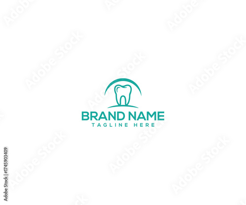 Dental Emblem: A clean, minimalist logo design featuring a tooth encircled by a crescent, symbolizing health and dental care.