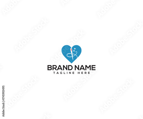 Heart-shaped logo with sewing needle and thread: A sleek, symbolic logo of a sewing needle piercing a heart, representing love for needlework and craftsmanship.
