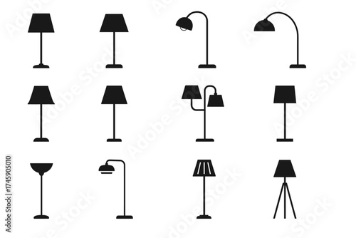 Silhouette collection of diverse lamp designs in various styles