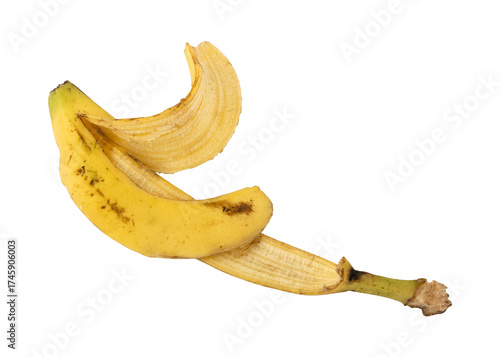 Fresh banana peel isolated on transparent background