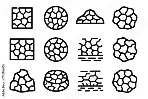 Geometric cracked patterns in various shapes and textures