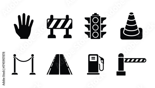 Road safety and traffic control icon set